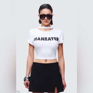 Finesse Monte White Jersey Graphic Top S CC21-14